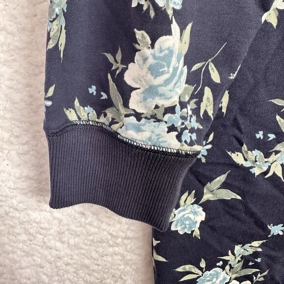 Garnet Hill XL Sweatshirt Dress Navy Floral Cotton Tencel Blend Cozy Casual - Picture 12 of 14